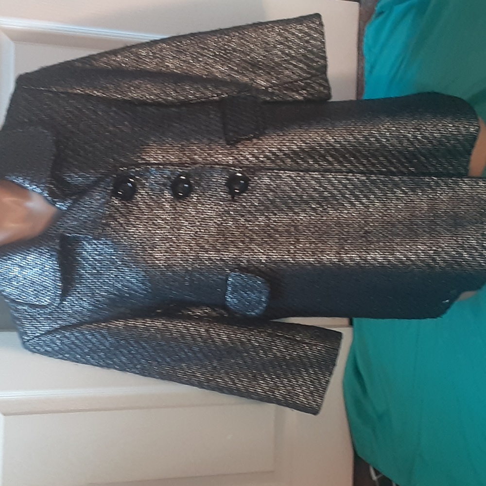 NINE WEST SILVER PEA COAT,  SIZE SMALL